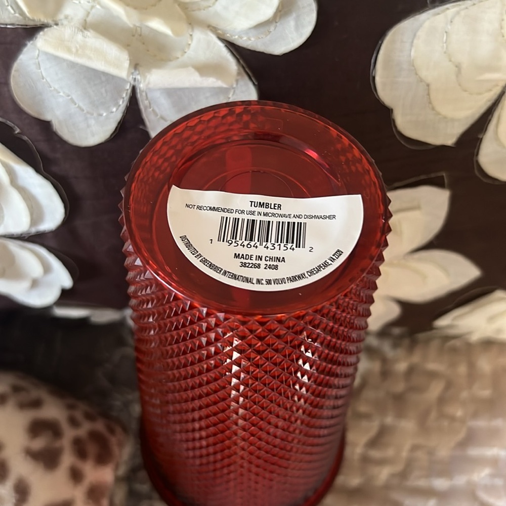 Red Studded Tumbler with Straw - Picture 6 of 6